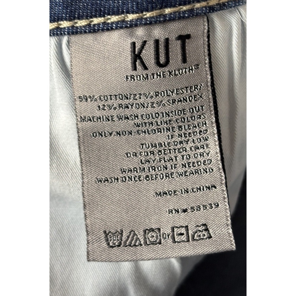 KUT Margo Womens 12 Cuffed Pintuck Wide Leg Jeans High Rise Patchwork 70's Style - Picture 15 of 16